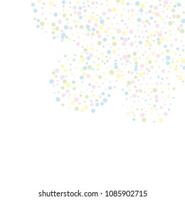 Vector colorful round confetti isolated on white background.Birthday card.Square card and frame.Template for holiday, party, birthday, wedding, solemnity.