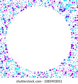 Vector colorful round confetti isolated on white background.Birthday card.Square card and frame.Template for holiday, party, birthday, wedding, solemnity.