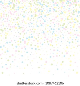 Vector colorful round confetti isolated on white background.Birthday card.Square card and frame.Template for holiday, party, birthday, wedding, solemnity.