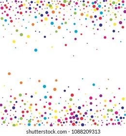Vector colorful round confetti isolated on white background.Birthday card.Square card and frame.Template for holiday, party, birthday, wedding, solemnity.