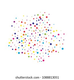 Vector colorful round confetti isolated on white background.Birthday card.Square card and frame.Template for holiday, party, birthday, wedding, solemnity.
