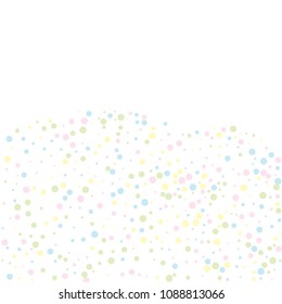 Vector colorful round confetti isolated on white background.Birthday card.Square card and frame.Template for holiday, party, birthday, wedding, solemnity.