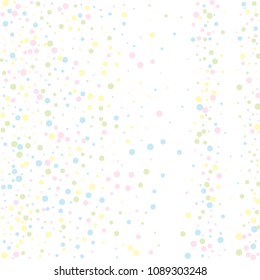 Vector colorful round confetti isolated on white background.Birthday card.Square card and frame.Template for holiday, party, birthday, wedding, solemnity.