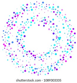 Vector colorful round confetti isolated on white background.Birthday card.Square card and frame.Template for holiday, party, birthday, wedding, solemnity.