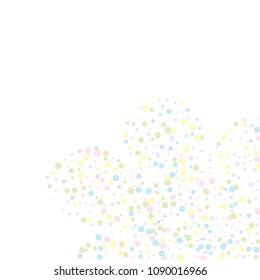 Vector colorful round confetti isolated on white background.Birthday card.Square card and frame.Template for holiday, party, birthday, wedding, solemnity.