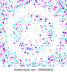 Vector colorful round confetti isolated on white background.Birthday card.Square card and frame.Template for holiday, party, birthday, wedding, solemnity.