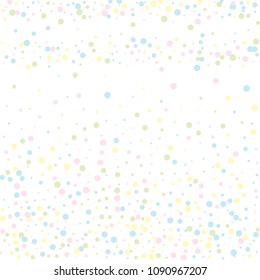 Vector colorful round confetti isolated on white background.Birthday card.Square card and frame.Template for holiday, party, birthday, wedding, solemnity.