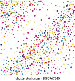 Vector colorful round confetti isolated on white background.Birthday card.Square card and frame.Template for holiday, party, birthday, wedding, solemnity.