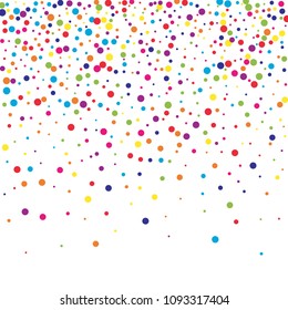 Vector colorful round confetti isolated on white background.Birthday card.Square card and frame.Template for holiday, party, birthday, wedding, solemnity.