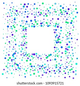 Vector colorful round confetti isolated on white background.Birthday card.Square card and frame.Template for holiday, party, birthday, wedding, solemnity.