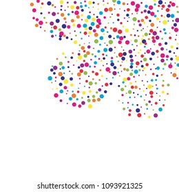 Vector colorful round confetti isolated on white background.Birthday card.Square card and frame.Template for holiday, party, birthday, wedding, solemnity.