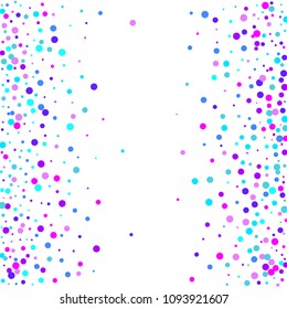 Vector colorful round confetti isolated on white background.Birthday card.Square card and frame.Template for holiday, party, birthday, wedding, solemnity.