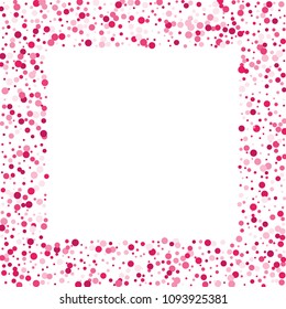 Vector colorful round confetti isolated on white background.Birthday card.Square card and frame.Template for holiday, party, birthday, wedding, solemnity.
