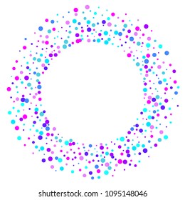 Vector colorful round confetti isolated on white background.Birthday card.Square card and frame.Template for holiday, party, birthday, wedding, solemnity.