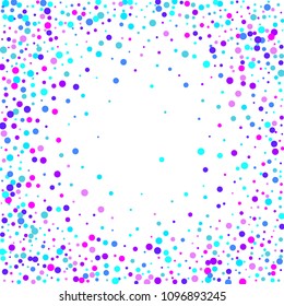 Vector colorful round confetti isolated on white background.Birthday card.Square card and frame.Template for holiday, party, birthday, wedding, solemnity.
