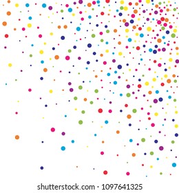 Vector colorful round confetti isolated on white background.Birthday card.Square card and frame.Template for holiday, party, birthday, wedding, solemnity.