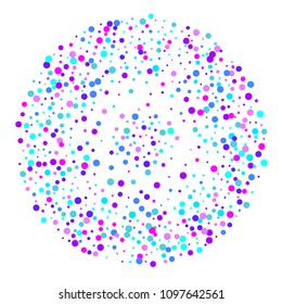 Vector colorful round confetti isolated on white background.Birthday card.Square card and frame.Template for holiday, party, birthday, wedding, solemnity.