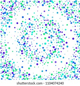 Vector colorful round confetti isolated on white background.Birthday card.Square card and frame.Template for holiday, party, birthday, wedding, solemnity.