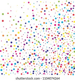 Vector colorful round confetti isolated on white background.Birthday card.Square card and frame.Template for holiday, party, birthday, wedding, solemnity.