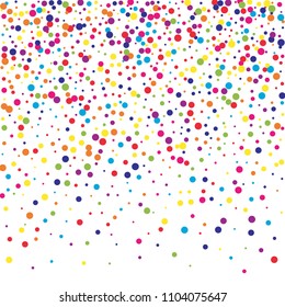 Vector colorful round confetti isolated on white background.Birthday card.Square card and frame.Template for holiday, party, birthday, wedding, solemnity.