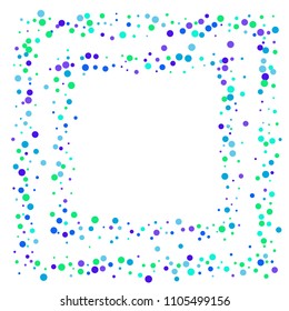 Vector colorful round confetti isolated on white background.Birthday card.Square card and frame.Template for holiday, party, birthday, wedding, solemnity.