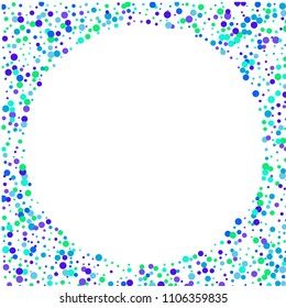 Vector colorful round confetti isolated on white background.Birthday card.Square card and frame.Template for holiday, party, birthday, wedding, solemnity.