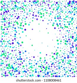 Vector colorful round confetti isolated on white background.Birthday card.Square card and frame.Template for holiday, party, birthday, wedding, solemnity.