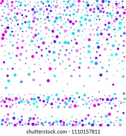 Vector colorful round confetti isolated on white background.Birthday card.Square card and frame.Template for holiday, party, birthday, wedding, solemnity.