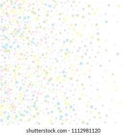 Vector colorful round confetti isolated on white background.Birthday card.Square card and frame.Template for holiday, party, birthday, wedding, solemnity.