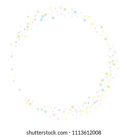 Vector colorful round confetti isolated on white background.Birthday card.Square card and frame.Template for holiday, party, birthday, wedding, solemnity.