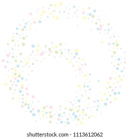 Vector colorful round confetti isolated on white background.Birthday card.Square card and frame.Template for holiday, party, birthday, wedding, solemnity.