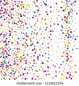 Vector colorful round confetti isolated on white background.Birthday card.Square card and frame.Template for holiday, party, birthday, wedding, solemnity.