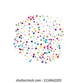 Vector colorful round confetti isolated on white background.Birthday card.Square card and frame.Template for holiday, party, birthday, wedding, solemnity.