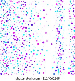 Vector colorful round confetti isolated on white background.Birthday card.Square card and frame.Template for holiday, party, birthday, wedding, solemnity.