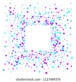 Vector colorful round confetti isolated on white background.Birthday card.Square card and frame.Template for holiday, party, birthday, wedding, solemnity.