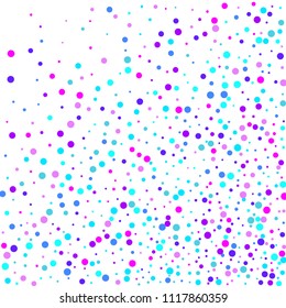 Vector colorful round confetti isolated on white background.Birthday card.Square card and frame.Template for holiday, party, birthday, wedding, solemnity.