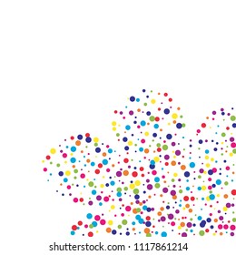 Vector colorful round confetti isolated on white background.Birthday card.Square card and frame.Template for holiday, party, birthday, wedding, solemnity.