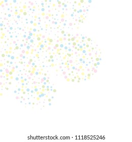 Vector colorful round confetti isolated on white background.Birthday card.Square card and frame.Template for holiday, party, birthday, wedding, solemnity.
