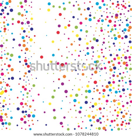 Vector colorful round confetti isolated on white background.Birthday card.Square card and frame.Template for holiday, party, birthday, wedding, solemnity.