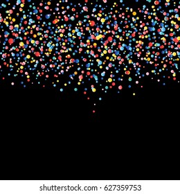 Vector colorful round of confetti splash isolated on a black background