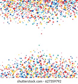 Vector colorful round confetti splash isolated on white background