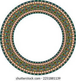 Vector colorido alrededor de la frontera egipcia. círculo, ornamentos de anillo del antiguo Egipto. Marco geométrico africano.