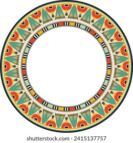 Ornamento egipcio de color vector. Círculo infinito, anillo del antiguo Egipto. Marco geométrico africano.
