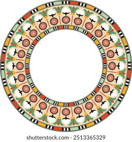 Vector colorful round Egyptian ornament. Endless Circle, Ring of Ancient Egypt. Geometric African frame.
