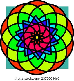 Vector de flores redondas coloridas con colores arcoiris