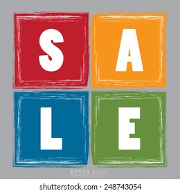 Vector : Colorful Sale Banner, Icon or Label