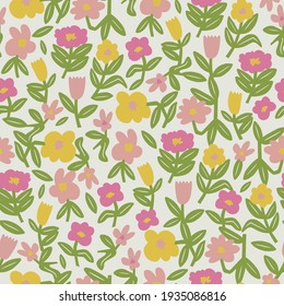 Vector colorful Scandinavian flower motif illustration light grey background