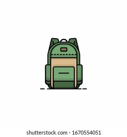 Vektorillustration-farbiger Schulrucksack. Rucksack für Schüler, Studenten, Reisende und Touristen.