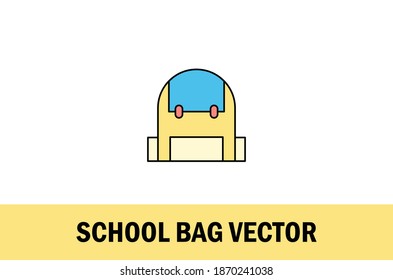 Vector of Colorful school bag icon. Isolated on white background. For designer.