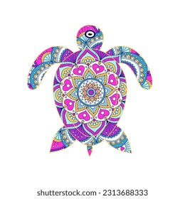 Vector colorful sea turtle arts isolated on White background